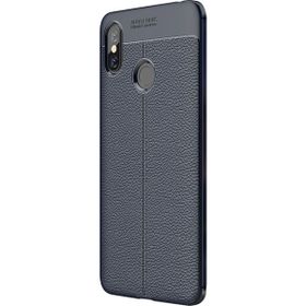 Microsonic Xiaomi Mi Max 3 Deri Dokulu Silikon Lacivert Kılıf
