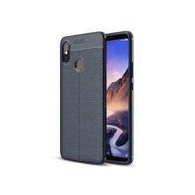 Microsonic Xiaomi Mi Max 3 Deri Dokulu Silikon Lacivert Kılıf