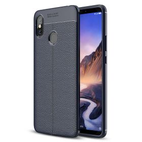 Microsonic Xiaomi Mi Max 3 Deri Dokulu Silikon Lacivert Kılıf