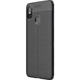 Microsonic Xiaomi Mi Max 3 Deri Dokulu Silikon Siyah Kılıf