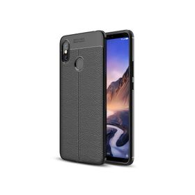 Microsonic Xiaomi Mi Max 3 Deri Dokulu Silikon Siyah Kılıf