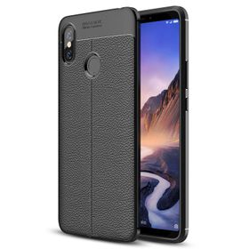 Microsonic Xiaomi Mi Max 3 Deri Dokulu Silikon Siyah Kılıf