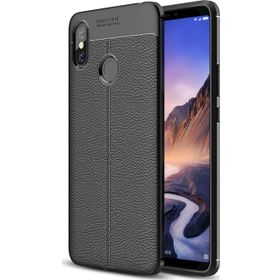 Microsonic Xiaomi Mi Max 3 Deri Dokulu Silikon Siyah Kılıf