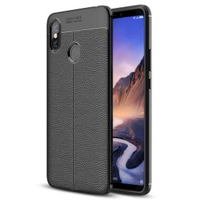 Microsonic Xiaomi Mi Max 3 Deri Dokulu Silikon Siyah Kılıf