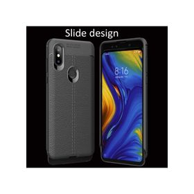 Microsonic Xiaomi Mi Mix 3 Deri Dokulu Silikon Lacivert Kılıf