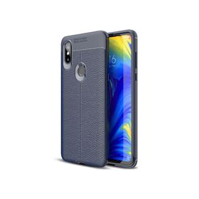 Microsonic Xiaomi Mi Mix 3 Deri Dokulu Silikon Lacivert Kılıf