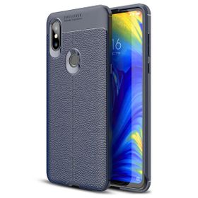 Microsonic Xiaomi Mi Mix 3 Deri Dokulu Silikon Lacivert Kılıf