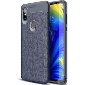 Microsonic Xiaomi Mi Mix 3 Deri Dokulu Silikon Lacivert Kılıf