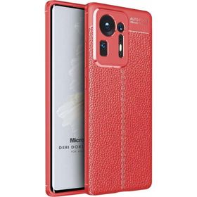 Microsonic Xiaomi Mi Mix 4 Deri Dokulu Silikon Kırmızı Cep Telefonu Kılıfı