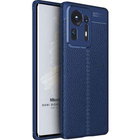 Microsonic Xiaomi Mi Mix 4 Deri Dokulu Silikon Lacivert Cep Telefonu Kılıfı