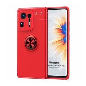 Microsonic Xiaomi Mi Mix 4 Kickstand Ring Holder Kırmızı Cep Telefonu Kılıfı