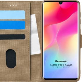 Microsonic Xiaomi Mi Note 10 Lite Fabric Book Wallet Gold Cep Telefonu Kılıfı