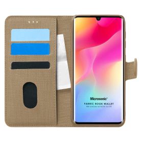 Microsonic Xiaomi Mi Note 10 Lite Fabric Book Wallet Gold Cep Telefonu Kılıfı
