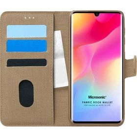 Microsonic Xiaomi Mi Note 10 Lite Fabric Book Wallet Gold Cep Telefonu Kılıfı