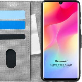 Microsonic Xiaomi Mi Note 10 Lite Fabric Book Wallet Gri Kılıf