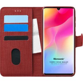 Microsonic Xiaomi Mi Note 10 Lite Fabric Book Wallet Kırmızı Cep Telefonu Kılıfı