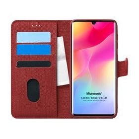 Microsonic Xiaomi Mi Note 10 Lite Fabric Book Wallet Kırmızı Cep Telefonu Kılıfı
