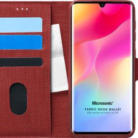 Microsonic Xiaomi Mi Note 10 Lite Fabric Book Wallet Kırmızı Cep Telefonu Kılıfı