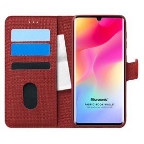Microsonic Xiaomi Mi Note 10 Lite Fabric Book Wallet Kırmızı Cep Telefonu Kılıfı