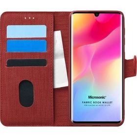 Microsonic Xiaomi Mi Note 10 Lite Fabric Book Wallet Kırmızı Cep Telefonu Kılıfı