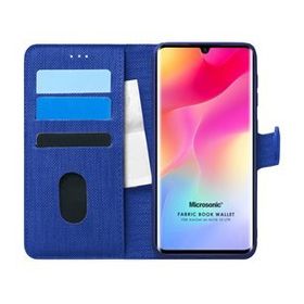 Microsonic Xiaomi Mi Note 10 Lite Fabric Book Wallet Lacivert Cep Telefonu Kılıfı