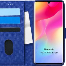 Microsonic Xiaomi Mi Note 10 Lite Fabric Book Wallet Lacivert Cep Telefonu Kılıfı