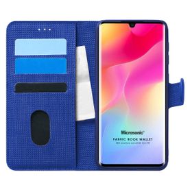 Microsonic Xiaomi Mi Note 10 Lite Fabric Book Wallet Lacivert Cep Telefonu Kılıfı