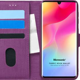 Microsonic Xiaomi Mi Note 10 Lite Fabric Book Wallet Mor Cep Telefonu Kılıfı