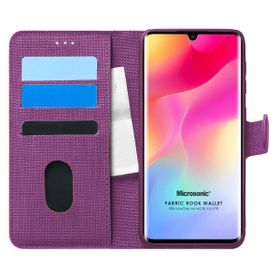Microsonic Xiaomi Mi Note 10 Lite Fabric Book Wallet Mor Cep Telefonu Kılıfı