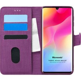 Microsonic Xiaomi Mi Note 10 Lite Fabric Book Wallet Mor Cep Telefonu Kılıfı