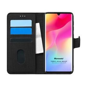 Microsonic Xiaomi Mi Note 10 Lite Fabric Book Wallet Siyah Kılıf