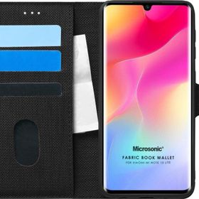 Microsonic Xiaomi Mi Note 10 Lite Fabric Book Wallet Siyah Kılıf