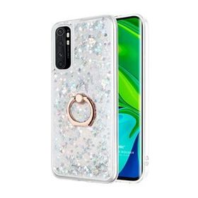 Microsonic Xiaomi Mi Note 10 Lite Glitter Liquid Holder Gümüş Cep Telefonu Kılıfı