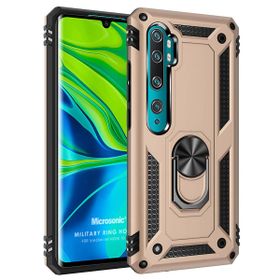 Microsonic Xiaomi Mi Note 10 Military Ring Holder Gold Cep Telefonu Kılıfı