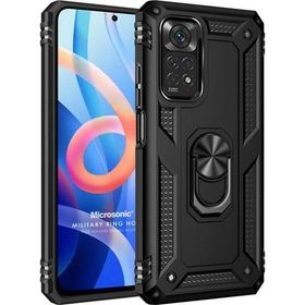 Microsonic Xiaomi Note 11 Pro 5G Military Ring Holder Siyah Cep Telefonu Kılıfı