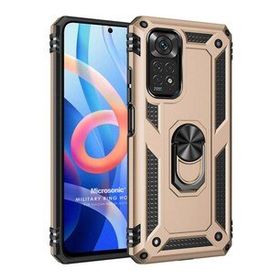 Microsonic Xiaomi Note 11S Military Ring Holder Gold Cep Telefonu Kılıfı