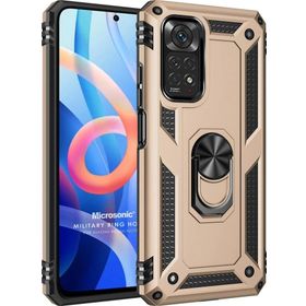 Microsonic Xiaomi Note 11S Military Ring Holder Gold Cep Telefonu Kılıfı