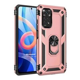 Microsonic Xiaomi Note 11S Military Ring Holder Rose Gold Cep Telefonu Kılıfı