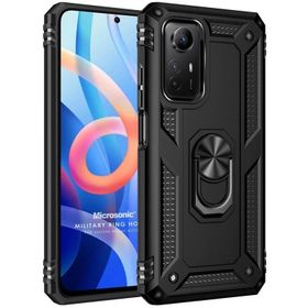 Microsonic Xiaomi Note 12S Military Ring Holder Siyah Kılıf