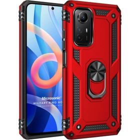 Microsonic Xiaomi Note 12S Military Ring Holder Siyah Kılıf
