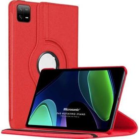 Microsonic Xiaomi Pad 6 360 Rotating Stand Deri Kırmızı Kılıf