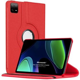 Microsonic Xiaomi Pad 6 360 Rotating Stand Deri Kırmızı Kılıf