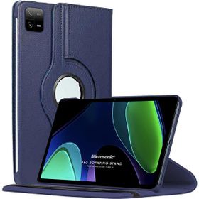 Microsonic Xiaomi Pad 6 360 Rotating Stand Deri Lacivert Kılıf