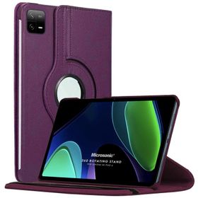 Microsonic Xiaomi Pad 6 360 Rotating Stand Deri Mor Kılıf