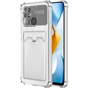 Microsonic Xiaomi Poco C40 Card Slot Shock Şeffaf Cep Telefonu Kılıfı