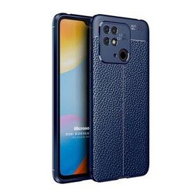 Microsonic Xiaomi Poco C40 Deri Dokulu Silikon Lacivert Kılıf