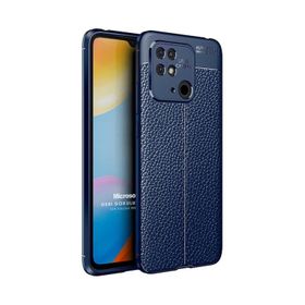 Microsonic Xiaomi Poco C40 Deri Dokulu Silikon Lacivert Kılıf