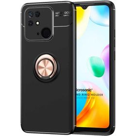 Microsonic Xiaomi Poco C40 Kickstand Ring Holder Rose Siyah Kılıf