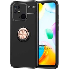 Microsonic Xiaomi Poco C40 Kickstand Ring Holder Rose Siyah Kılıf