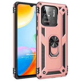 Microsonic Xiaomi Poco C40 Military Ring Holder Rose Gold Kılıf